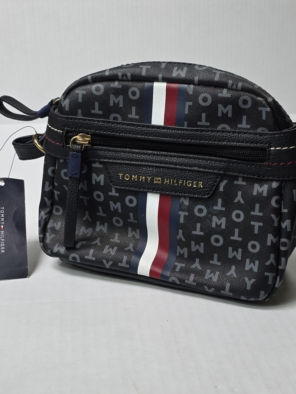 Tommy Hilfiger Navy Logo Belt Bag with Red & White Stripe